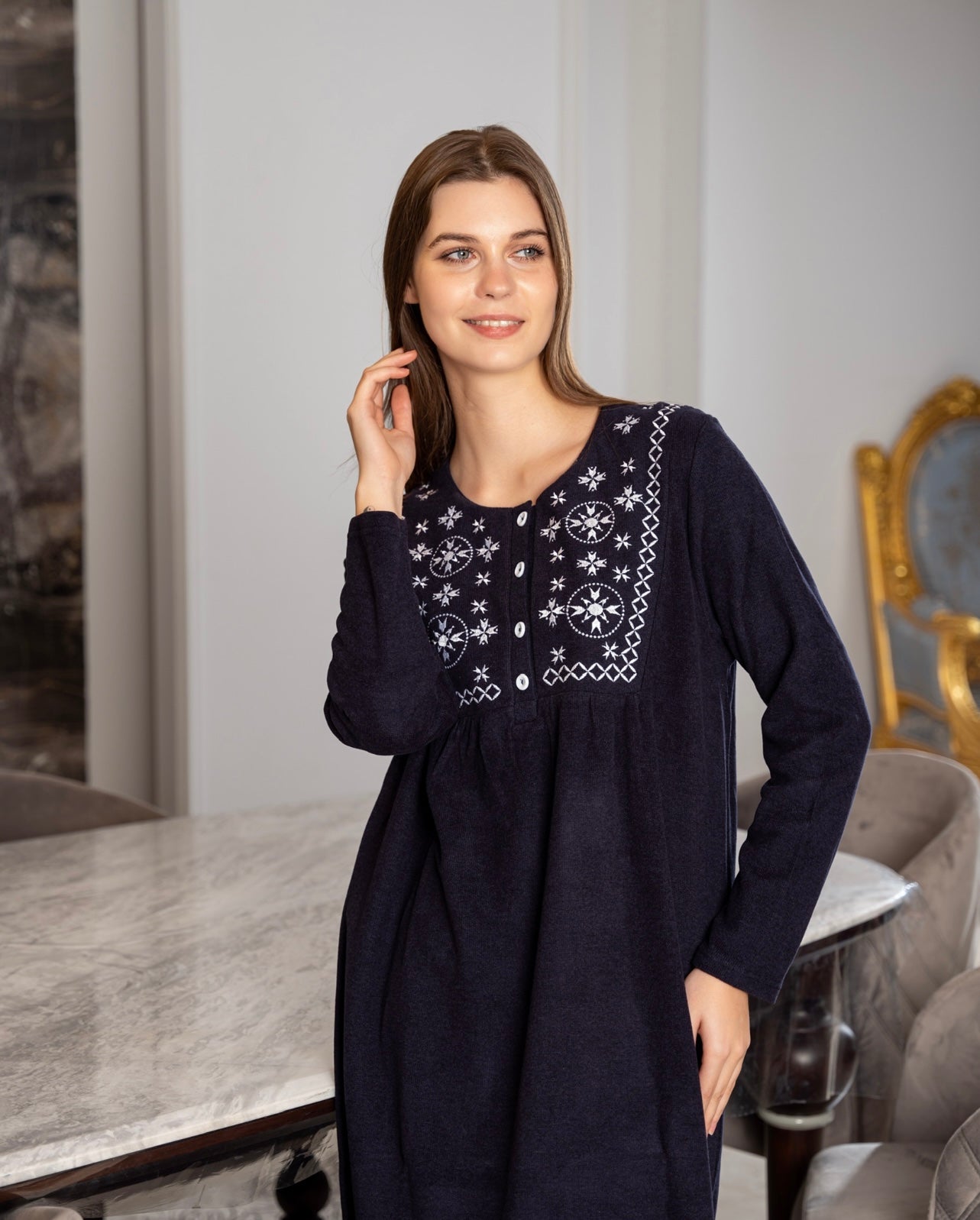 قميص نوم شتوي كشمير ناعم