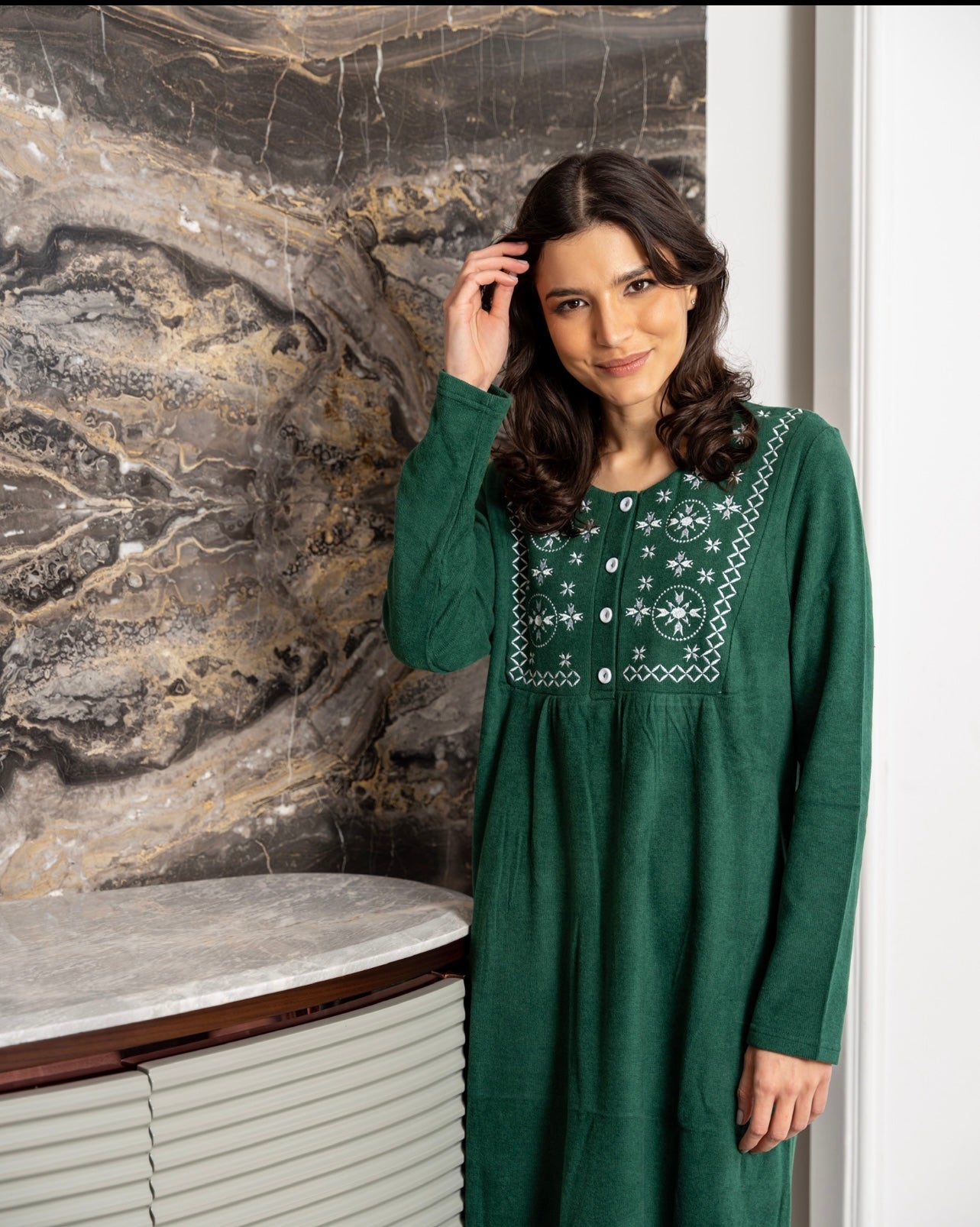 قميص نوم شتوي كشمير ناعم