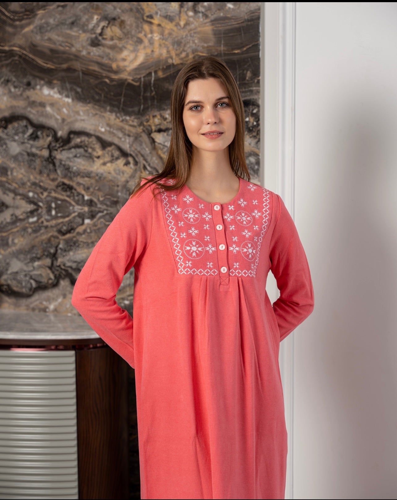 قميص نوم شتوي كشمير ناعم