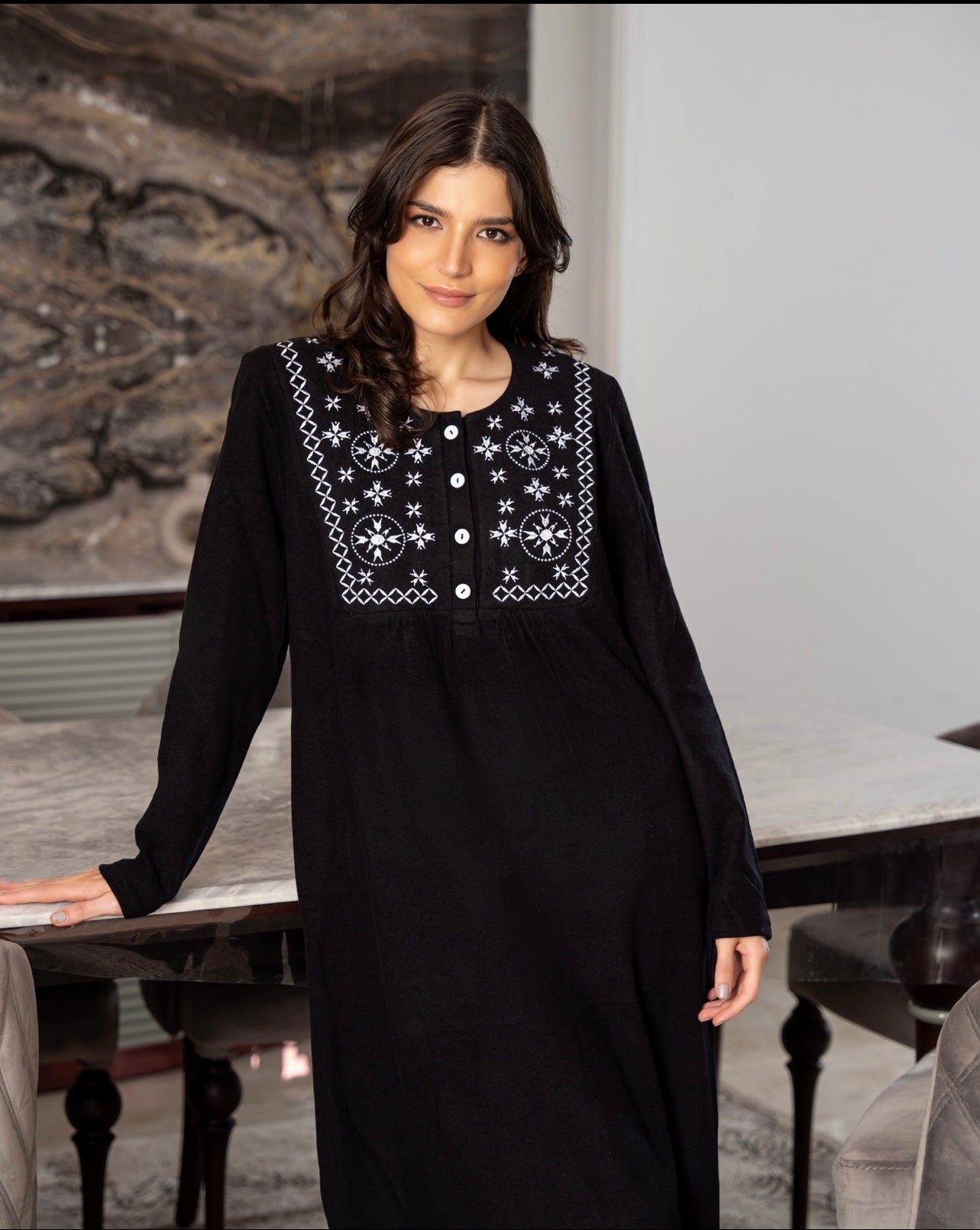 قميص نوم شتوي كشمير ناعم