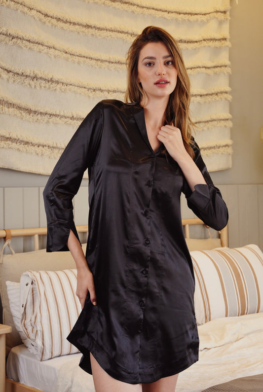 Feminine Soft Satin Nightshirt