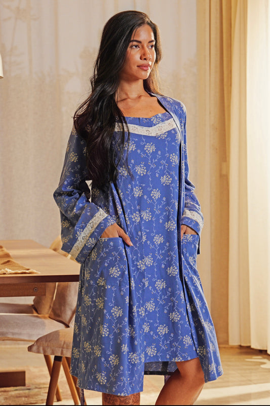 Bouqe Cotton Nightdress With Robe Set