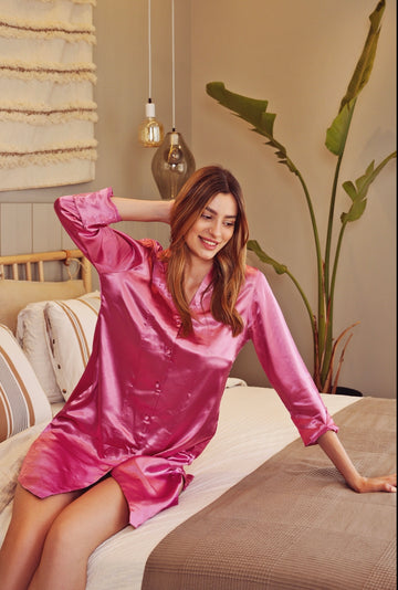 Feminine Soft Satin Nightshirt